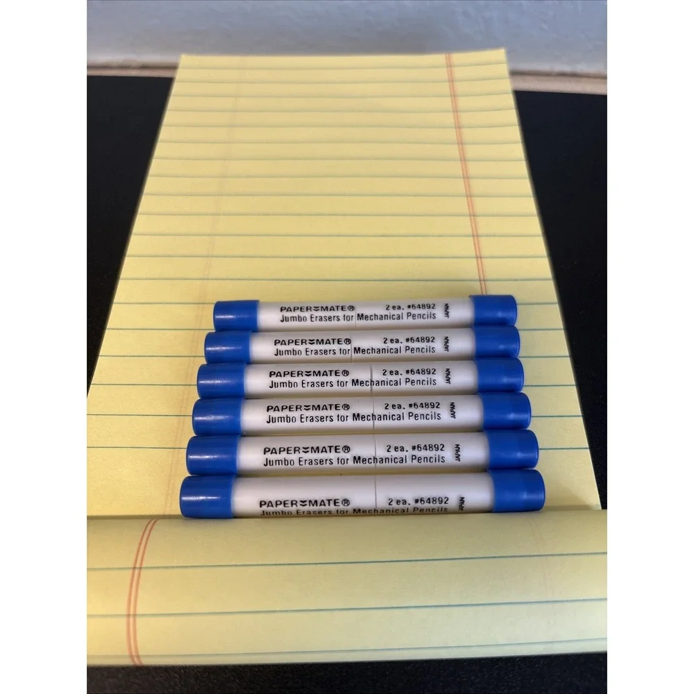 NOS Lot Of 6 Tubes Erasers for Paper Mate Jumbo Twist Eraser Cartridges 64892